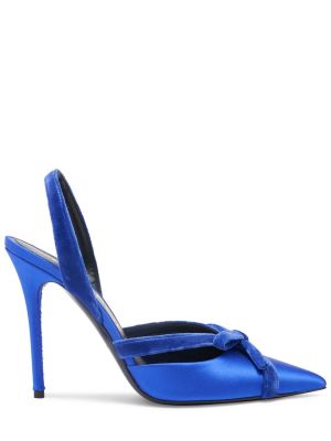 Pantofi cu toc din satin de catifea slingback Tom Ford albastru
