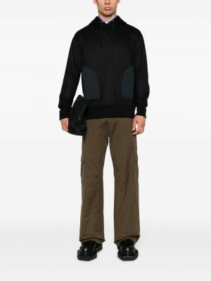 Dygsniuotas medvilninis džemperis su gobtuvu Junya Watanabe juoda