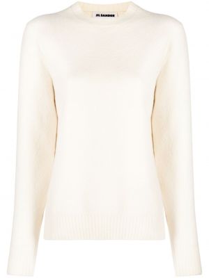 Μάλλινος πουλόβερ με στρογγυλή λαιμόκοψη Jil Sander λευκό