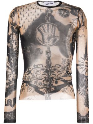 Мрежеста риза с принт Jean Paul Gaultier