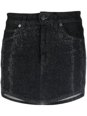 Černé křišťálové mini sukně Dondup