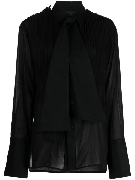 Блуза с панделка Yohji Yamamoto черно