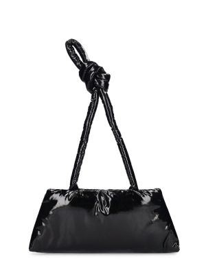 Памучни чанта за ръка slim от лакирана кожа Kassl Editions черно
