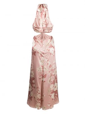 Jedwabna sukienka długa Reformation różowa
