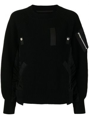 Jersey de tela jersey con bolsillos Sacai negro