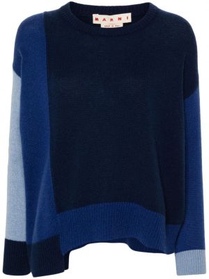 Асиметричен кашмирен пуловер Marni синьо