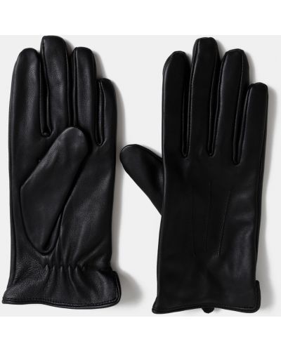 Kožené rukavice Pieces čierna