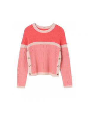 Sweter z okrągłym dekoltem Gustav różowy