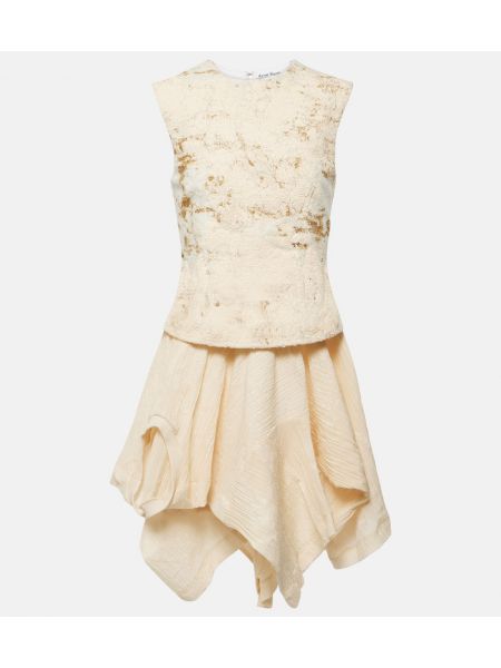 Bavlnené šaty s potlačou Acne Studios béžová