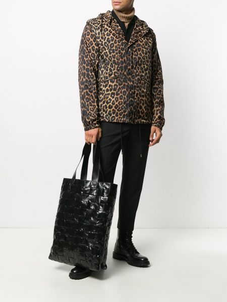 Chaqueta con capucha con estampado leopardo Saint Laurent marrón