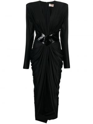 Dlouhé šaty s flitry Alexandre Vauthier černé