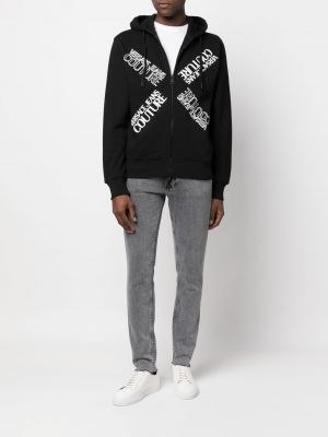 Raštuotas džemperis su gobtuvu su užtrauktuku Versace Jeans Couture