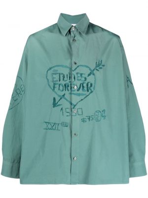 Bavlnená košeľa s výšivkou Etudes modrá