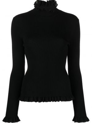 Pleten pulover z v-izrezom Boutique Moschino črna