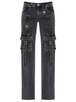Хлопковые прямые джинсы Blumarine серые