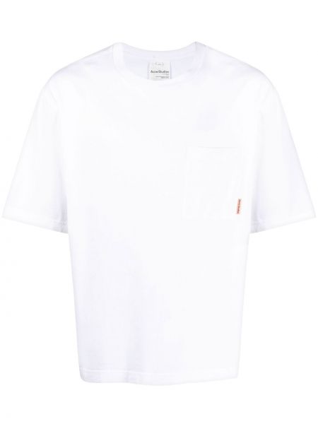 Majica z okroglim izrezom z žepi Acne Studios bela