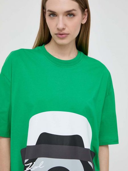 Koszulka bawełniana Karl Lagerfeld zielona