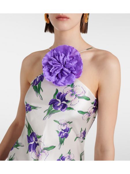 Jedwabna sukienka długa w kwiatki Rodarte fioletowa