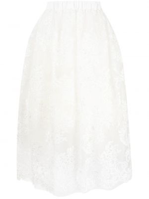 Midi φούστα από τούλι με δαντέλα Simone Rocha λευκό