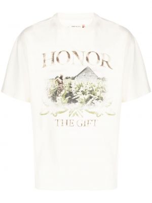 Bavlnené tričko s potlačou Honor The Gift biela