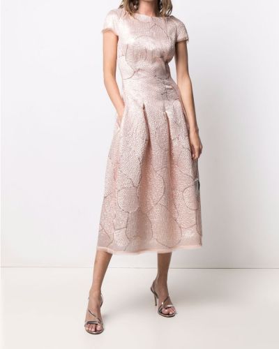 Vestido con estampado con estampado abstracto de tejido jacquard Talbot Runhof rosa