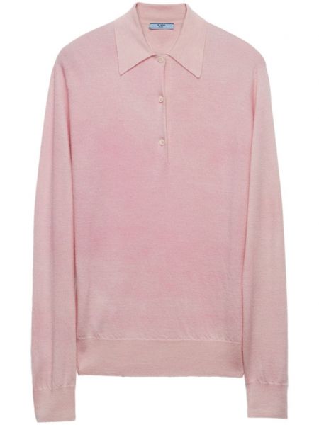 Polo majica od kašmira Prada ružičasta