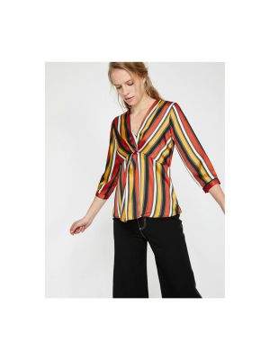 Смугаста блуза з v-подібним вирізом Koton помаранчева