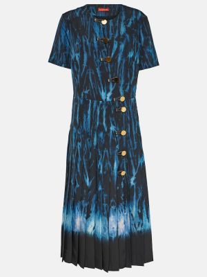 Sukienka midi z nadrukiem plisowana Altuzarra niebieska