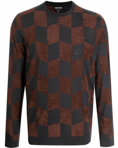 Jersey a cuadros de tela jersey Giorgio Armani marrón