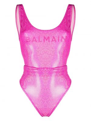 Plavky s potiskem Balmain růžové