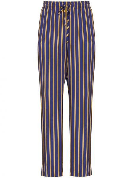 Pantalones rectos con cordones a rayas Esteban Cortazar azul