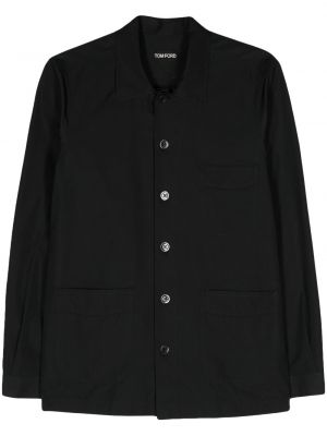 Βαμβακερό πουκάμισο Tom Ford μαύρο