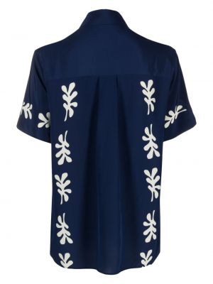 Jedwabna koszula z nadrukiem Matteau niebieska