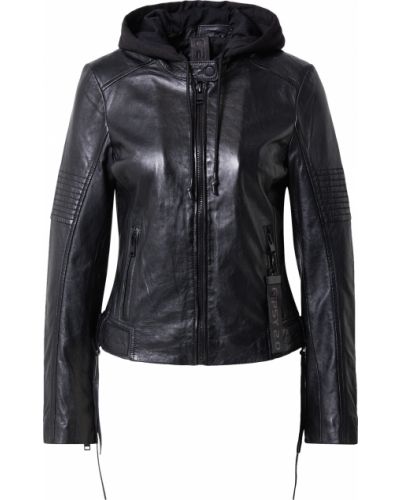Bavlnená priliehavá kožená bunda na zips Gipsy - čierna