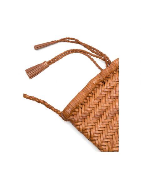 Bolsa de hombro de cuero con trenzado Dragon Diffusion marrón