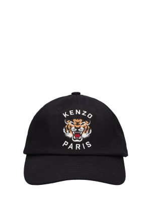 Șapcă cu broderie din bumbac cu dungi de tigru Kenzo Paris negru