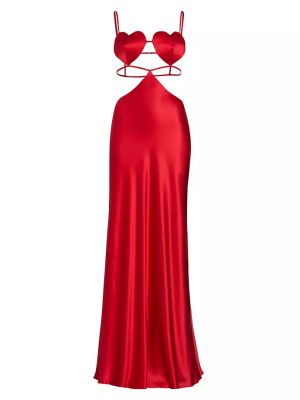 Шелковое длинное платье Michael Lo Sordo красное