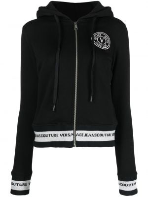 Hoodie med broderi Versace Jeans Couture svart