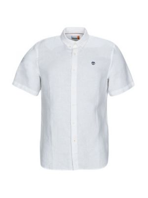 Camicia di lino slim fit a maniche corte Timberland bianco