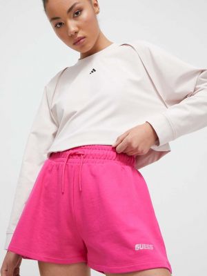 Меланжевые хлопковые шорты Guess фиолетовые