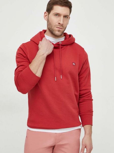 Hoodie s kapuljačom Calvin Klein Jeans crvena