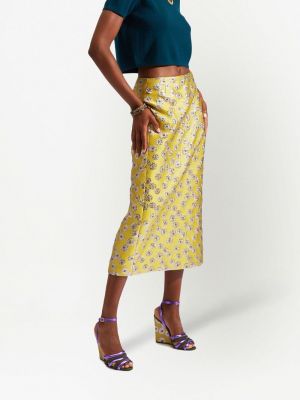 Květinové pouzdrová sukně La Doublej žluté