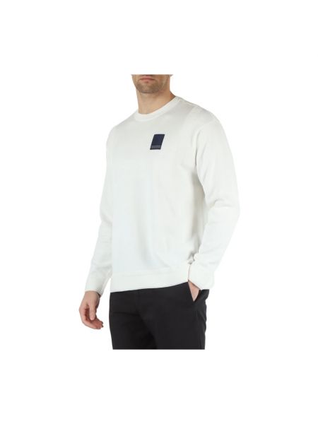 Sweter bawełniany z okrągłym dekoltem Armani Exchange biały