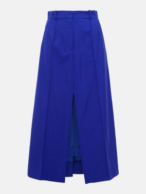 Vlněné midi sukně s vysokým pasem Alexander Mcqueen modré