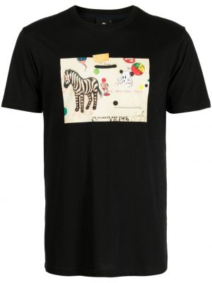 T-shirt aus baumwoll mit zebra-muster Ps Paul Smith schwarz