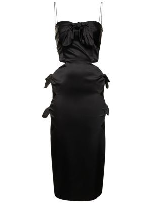Hodvábne saténové midi šaty Alessandra Rich čierna