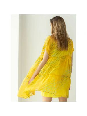 Mini vestido de seda con volantes tie dye Beatrice .b amarillo