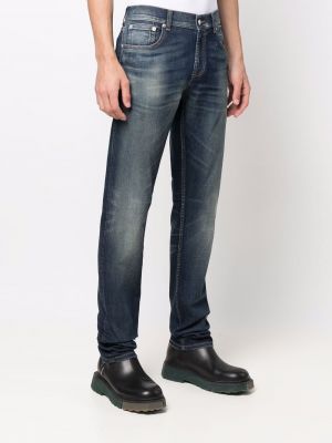 Skinny džíny s výšivkou Alexander Mcqueen modré