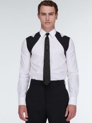 Hodvábna kravata s výšivkou Alexander Mcqueen čierna