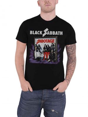 Футболка с потертостями ретро Black Sabbath черная
